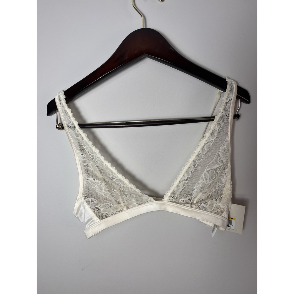 Calvin Klein‎ Lace & Satin Soft Cup Bra Ivory Size M New With Tags